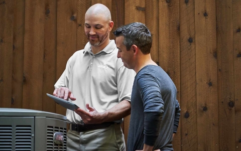 A homeowner discussing an AC replacement